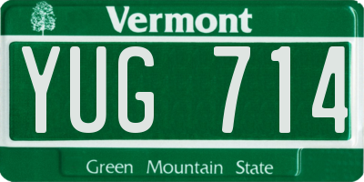 VT license plate YUG714