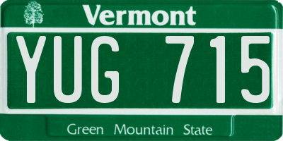 VT license plate YUG715