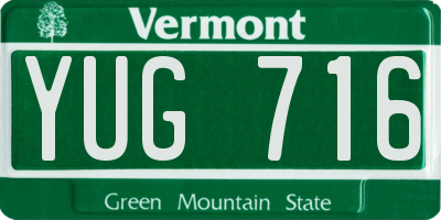 VT license plate YUG716