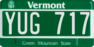 VT license plate YUG717