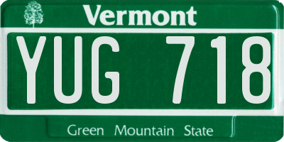 VT license plate YUG718