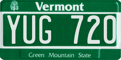 VT license plate YUG720