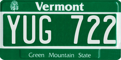 VT license plate YUG722