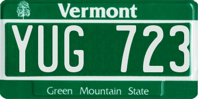 VT license plate YUG723