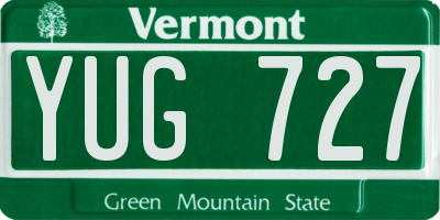 VT license plate YUG727