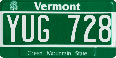 VT license plate YUG728