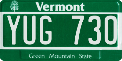 VT license plate YUG730