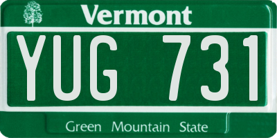 VT license plate YUG731
