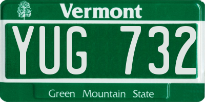 VT license plate YUG732