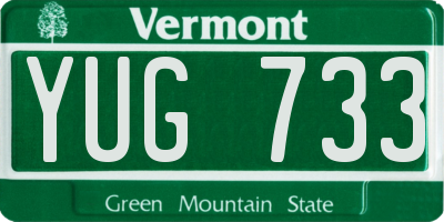 VT license plate YUG733