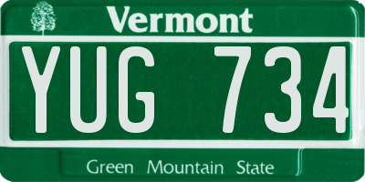 VT license plate YUG734