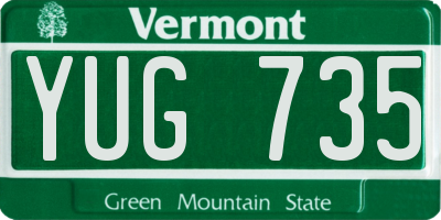 VT license plate YUG735