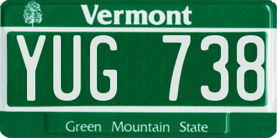 VT license plate YUG738