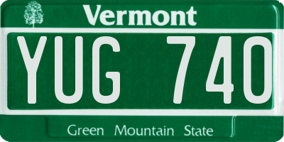 VT license plate YUG740