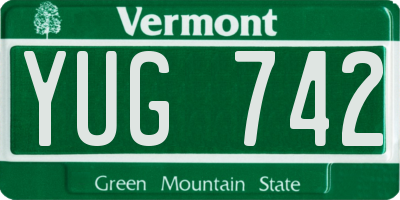 VT license plate YUG742