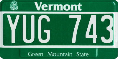 VT license plate YUG743