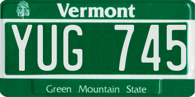 VT license plate YUG745