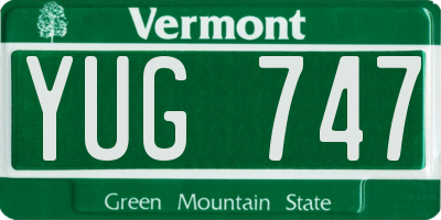 VT license plate YUG747