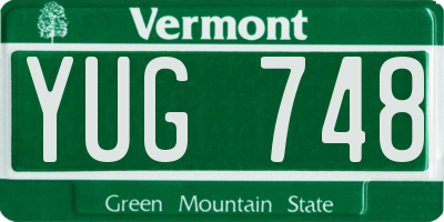 VT license plate YUG748