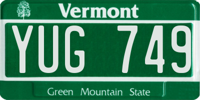 VT license plate YUG749