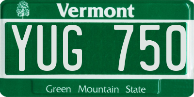 VT license plate YUG750