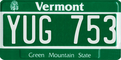 VT license plate YUG753