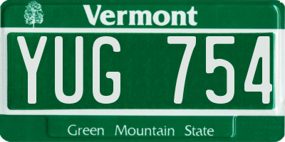 VT license plate YUG754