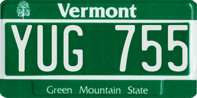 VT license plate YUG755