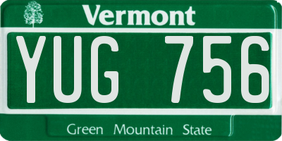 VT license plate YUG756