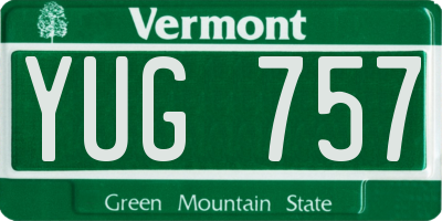 VT license plate YUG757