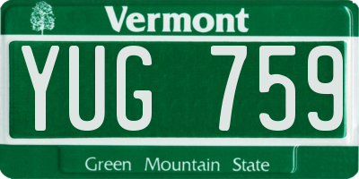 VT license plate YUG759