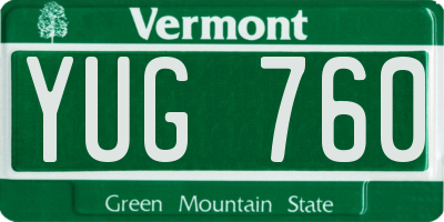 VT license plate YUG760