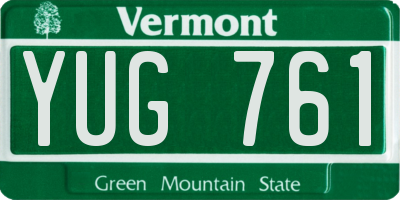 VT license plate YUG761