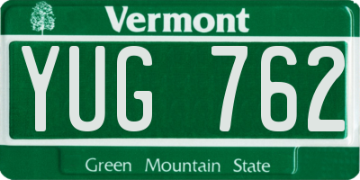 VT license plate YUG762