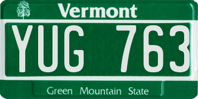 VT license plate YUG763