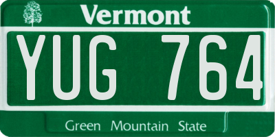 VT license plate YUG764