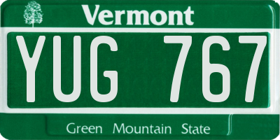 VT license plate YUG767
