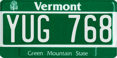 VT license plate YUG768