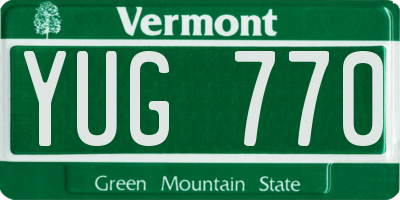 VT license plate YUG770