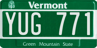 VT license plate YUG771