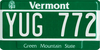 VT license plate YUG772