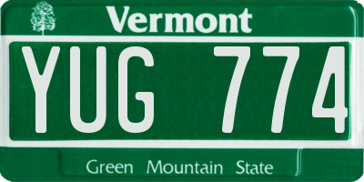 VT license plate YUG774