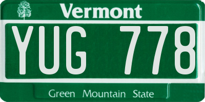 VT license plate YUG778