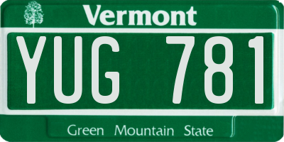 VT license plate YUG781