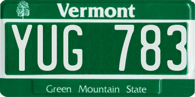 VT license plate YUG783