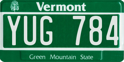VT license plate YUG784