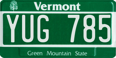 VT license plate YUG785