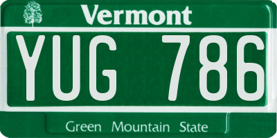VT license plate YUG786