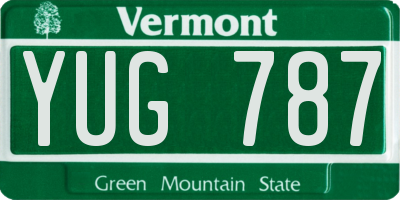 VT license plate YUG787