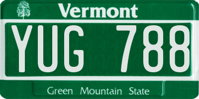 VT license plate YUG788